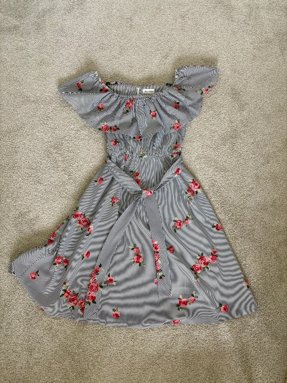 Calvin Klein Striped Floral Midi Dress